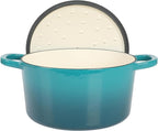 Crock-Pot Artisan 7-Quart Round Dutch Oven – Teal Ombre, Enameled Cast Iron Oven Safe Cookware