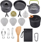 Portable Camping Cookware Set, Camping Cookware Kit, Outdoor Cooking Equipment Tableware Kit Kitchen Utensils Hiking Picnic Self-Driving Supplies for Camping, Hiking, Picnic