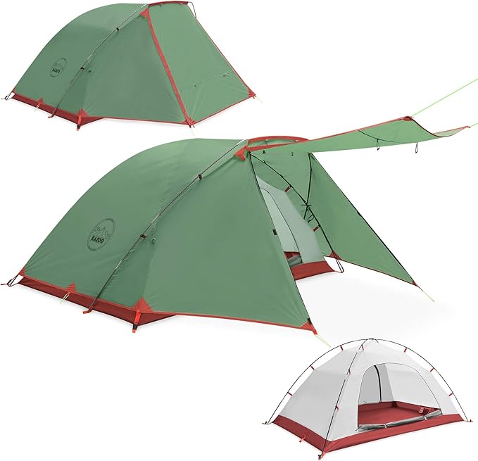 KAZOO 2／4 Person Camping Tent Outdoor Waterproof Family Large Tents 2/4 People Easy Setup Tent with Porch Double Layer | Outdoor, Waterproof, Family, Large, Tents, Easy Setup