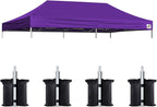 Eurmax USA 10x20 Pop Up Canopy Replacement Canopy Tent Top Cover, Instant Canopy Top Cover ONLY, Choose 30 Colors,Bonus 4PC Pack Weight Bag (10x20, Purple)