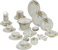 Gold Rim Ceramic Tableware Set Handmade Modern White China Ceramic Floral Tableware Set Suitable for Family Hotel Restaurant 60 Piece