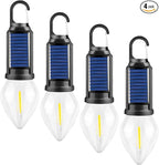 Solar Tent Camping Light Bulb Rechargeable Portable LED Camping Lantern3 Lighting Modes Tungsten Light Tent Lamp with Clip Hook for Camping, Hiking, Backpacking, Emergency Outage (T03)