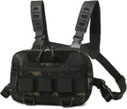 Genérico Tactical Chest Rig Backpack Camping Recon Kit Bag Vest Front Pouch Daypack,Compatible For Hiking Fishing Lure(Black CP)
