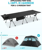 Gonex Camping Cot with Leg Extenders 2 in 1 Portable Ultralight Folding Cot for Adults Adjustable Height Supports 350lbs Sleeping Bed for Backpacking Travel Beach Home 74.8"x27.5"(Black, 1 PCS)