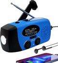 Solar Emergency Hand Crank Weather Radio, Portable Self Powered NOAA AM/FM Radios with SOS Alarm LED Flashlight 5000mAh Smart Phone USB Charger for Camping (Blue)