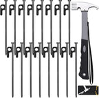Tent Stakes and Hammer Set, 16 Pack 8in Heavy Duty Forged Steel Tent Stakes + 12in Heavy Duty Camping Hammer + Storage Pouch, Available in Rocky Place
