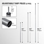 REDCAMP Heavy Duty 82in Adjustable Tent Poles Set of 4, Portable Telescoping Iron Thickened Camping Tarp Poles for Canopy, Rain Awning, Shelter, Backpacking Hiking, 4 Sections