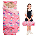 Toddler Nap Mat with Pillow and Minky Blanket, Large 55"x35" Sleeping Bag, Washable, Lightweight, Easy to Roll, Perfect for Preschool, Daycare, Kindergarten, Travel, Boys and Girls(Mermaid)