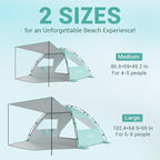 Elegear CumbreX™ Beach Tent Sun Shelter with Canopy, 6-8 Person Pop Up Beach Tent, Easy Setup UPF 50+ UV Protection Portable Lightweight Double Silver Coating Cabana Sun Shade Shelter - Green