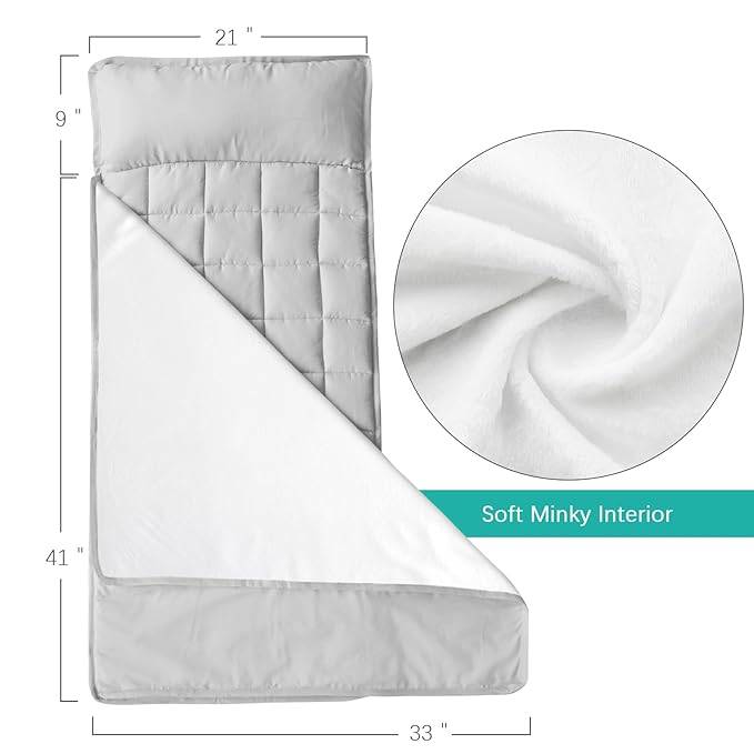 2 Pack Toddler Nap Mat with Fleece Blanket, Extra Large Kids Sleeping Bag for Preschool Daycare, Portable Travel Camping Nap mats Machine Washable Arrow and Grey
