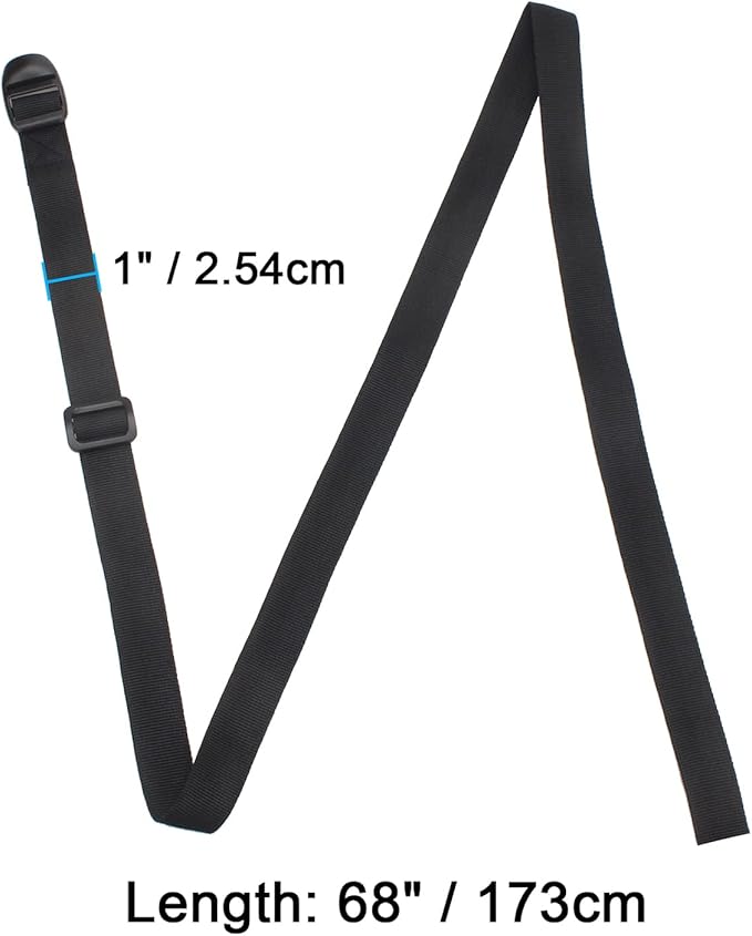 Wisdompro Sleeping Bag Strap, 2 Pack of Heavy Duty Utility Straps for Backpacking, Sleeping Bag Compression, Luggage, Camping, Hiking with Plastic Buckle - 68 inch, Black