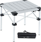 iClimb Lightweight Stable Alu. Folding Square Table Roll Up Top with Carry Bag for Camping Picnic Backyards BBQ Camp Kitchen (Silver, S)