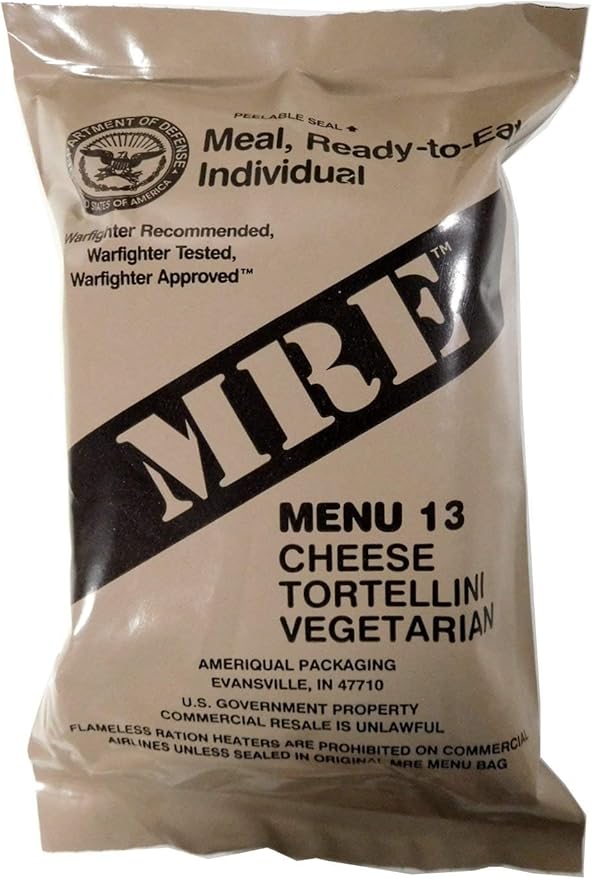 6 Packs Vegetarian Meal Ready to Eat (MRE) Military Issue Field Ration Survival Food