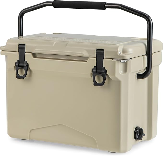 Goplus Hard Cooler, Insulated Ice Chest w/Portable Handles, Cup Holders, Ruler, Bottle Opener, 6 Day Ice Retention for Drink, Beverage, Camping, Fishing, Beach