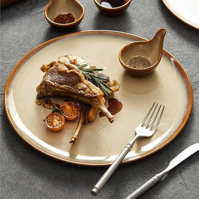Camping Plates Dinner Plate Ceramic Western Fashion Large Flat Dish Hotel Tableware Decorative Plate