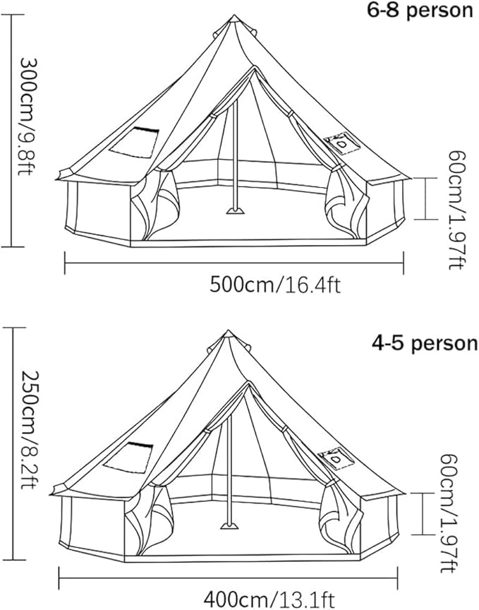 Backpacking Bell Tent with Top Stove Jack for All Year Camping, 300D Oxford Waterproof Yurt Tents for Glamping,Parties,Outdoor Events(Off White,13ft/16.4ft)