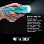 GORILLA GRIP Powerful LED Tactical Flashlight, 750 FT High Lumens 5 Adjustable Modes, Water Resistant, Ultra Bright Zoom Flashlights, Small Mini Flash Light, Camping, Night Dog Walking, Turquoise