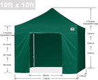 ABCCANOPY Easy Pop Up Canopy Tent with Sidewalls 10x10 Commercial -Series, Forest Green