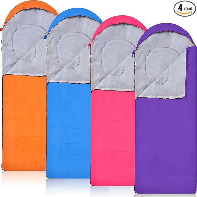 Macarrie 4 Pcs Bulk Sleeping Bags for Homeless Donation Shelter Adults 0 Degree Waterproof Backpack Bags with Compression Sack for Cold Weather Emergency Hiking Camping Warm