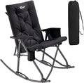 Portal Folding Rocking Camping Chair Outdoor - Thick Padded Rocking Recliner Chair Portable Camping Rocker for Patio Front Porch Backyard Lawn Living Room, Supports 400 LBS
