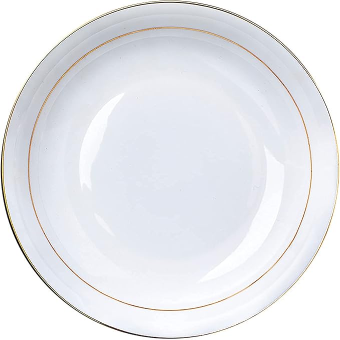 56 Pieces Dinner Set, White Porcelain Bone China Combi-Set Tableware Set with Cereal Bowl Bowls Dessert Plates Soup Plates Dinner Plates with Gold Rim Service for 10 People
