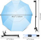 UPF 50+ Beach Umbrella with Adjustable Universal Clamp