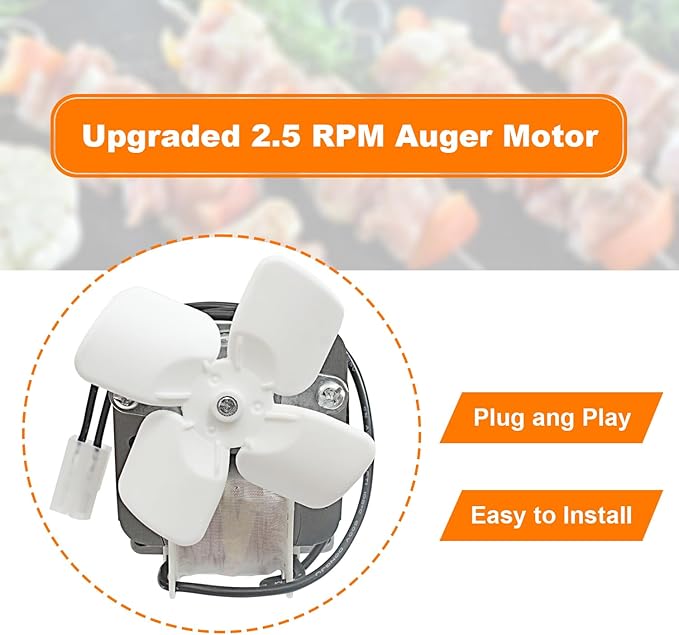 Upgraded 2.5RPM Auger Motor Accessories, Compatible with Pit Boss, Traeger, and Camp Chef Wood Pellet Grill Smokers, AC120V 60Hz 2 Pole Universal Barbecue Feeding Gear Replacement Parts