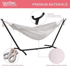 Lazy Daze Hammocks 9FT Double Hammock with Sturdy Steel Stand and Durable Fabric, Camping Lace Hammocks Include Portable Carrying Case, 450 LBS Capacity