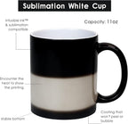 11oz Color Changing Mugs Sublimation Ceramic Coffee Mugs Set of 6 Pcs Mugs Porcelain Espresso CupsMagic Mugs DIY for Coffee Soup Tea Milk Latte Hot Cocoa etc