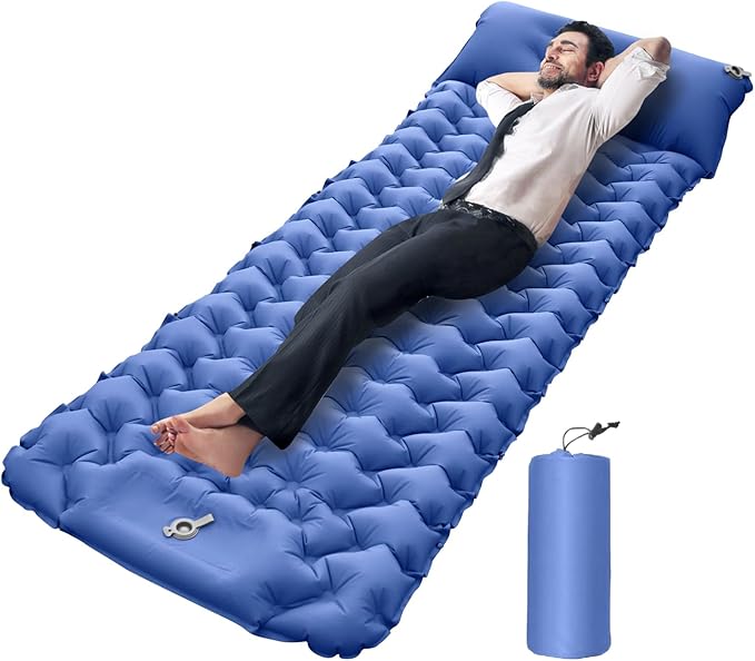 Camping Pad | Compact Portable Airbed Mattress Pillow - Lightweight Backpacking Sleep Mat - for Outdoor Travel Backpacking Hiking Tent Car Truck SUV Women Men