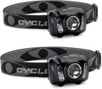 CYCLOPS 210 Lumen Headlamp, Tactical Durable Lightweight Compact Adjustable Stretch Headband Bright 3 Color LED Headlight, AAA Batteries Included, Pack of 2