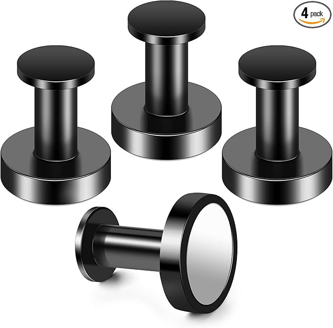 E BAVITE Magnetic Hooks 4 PCS 150lb Magnet Hook Cruise Cabins Essentials Heavy Duty Wreath Hanger Strong Magnets for Classroom Whiteboard Wreath Coat Grill Hanging Garage Cruise Ship Camping (Black)