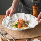 Camping Plates Creative Dinner Plates Household Western Food Dinner Plate Creativity Shiwen Ceramic Tableware Household Cake Tray Decorative Plate(White -13 inches)