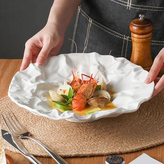 Camping Plates Creative Dinner Plates Household Western Food Dinner Plate Creativity Shiwen Ceramic Tableware Household Cake Tray Decorative Plate(Black -11 inches)