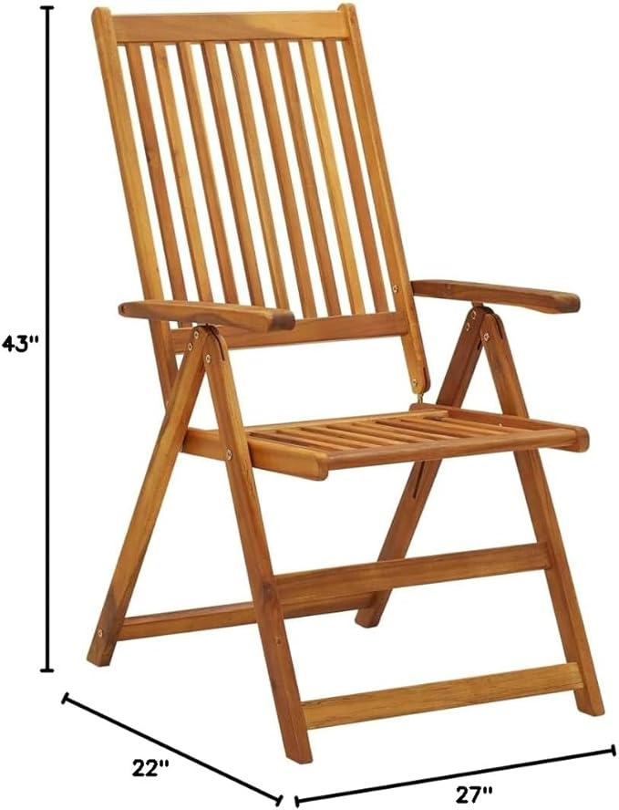 Patio Reclining Chairs 4 pcs with Cushions Solid Acacia Wood Balcony Chairs Camping Chair Accent Chair Outdoor Chairs for Bedroom Dining Outdoor Patio