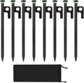 8Pcs Tent Stakes, 8in Heavy Duty Forged Steel Tent Stakes with Storage Pouch, Metal Stakes for Tent Used on Rocks, Snowfield, Dessert(8Pcs 8in Stakes)