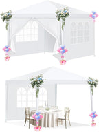 HOTEEL 10x10FT Party Tent with 4 Removable Sidewalls for Parties, Carpas para Fiestas, Weddings, BBQ, Waterproof Outdoor Event Canopy, Patio Camping Gazebo, White