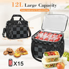 Coobiiya Large Expandable Insulated Lunch Bag Cooler Bag，12-23L Lunch Box for Men Double Deck Leakproof，Heavy Duty LunchBag Cooler Bags for Camping, Travel, Kayaking & Beach