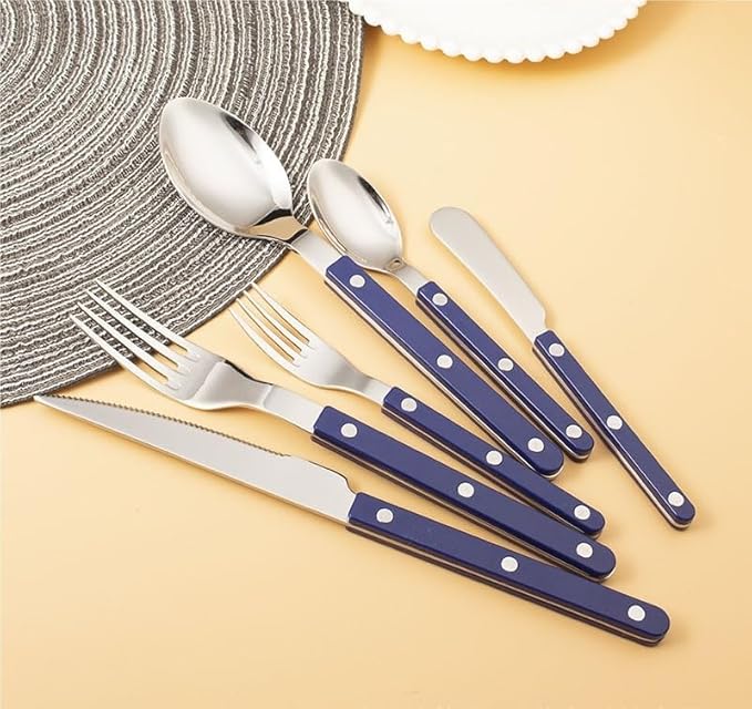 Cutlery Set Pieces Service Stainless Steel Titanium Flatware,Silverware Flatware Cutlery Set， 6/24/36/48 Piece Tableware Steak Knife， Fork Spoon Butter Knife Dessert Spoon ABS Rivet Handle
