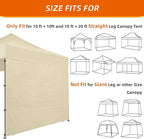 Joramoy Instant Canopy Sidewall 10×10 for Pop Up Tent, Waterproof Sunwall for Straight Leg Canopy with UV Protection, 1 Pack Side Panels Only(10×10, Beige)