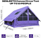 Inflatable Camping Tents 8-10 Person,129 Square Feets Large Inflatable Camping Tent with Stove Jack,Blow up Tent with Mesh Windows & Pump