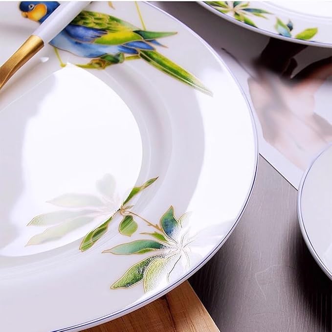 Camping Plates Retro Pastoral Style Bone China Dinner Plates, Tableware, Western Food, Household Dishes, Soup Decorative Plate