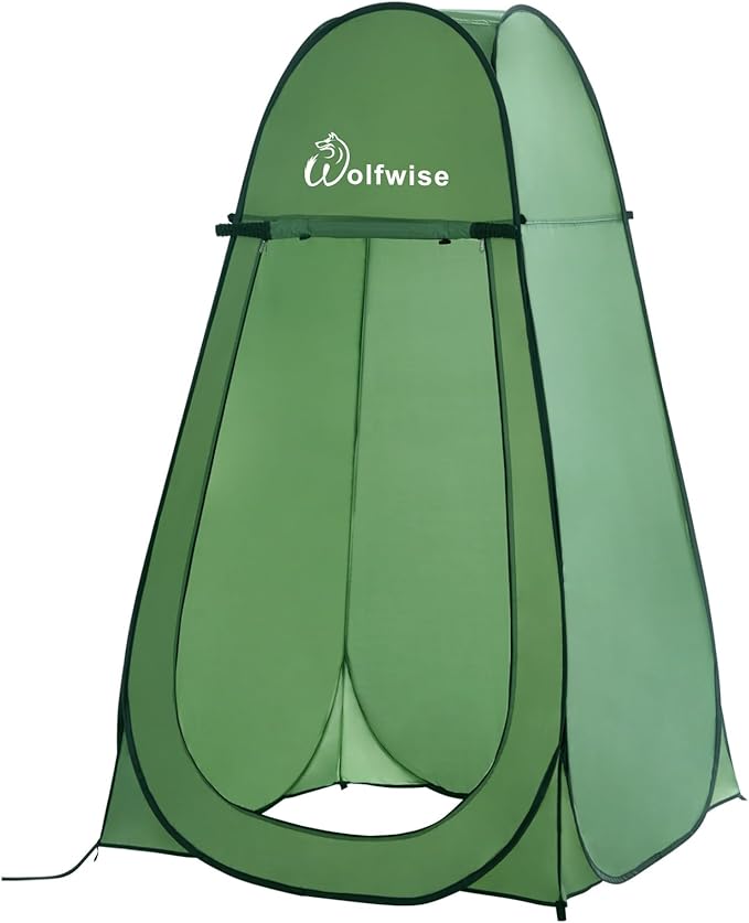 Wolfwise Pop Up Shower Tent, Portable Instant Changing Tent with Ventilation Window & Carry Bag, Privacy Bathroom Toilet for Beach, Camping & Outdoor, Width 40 ", Height 75 ", Green