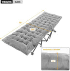REDCAMP Folding Cot Pads for Sleeping Extra Thick, Soft Comfortable Velvet & Corduroy Cotton Camping Cot Mattress Pad for Backpacking Hiking, Black Blue Brown Grey 75x30 inches