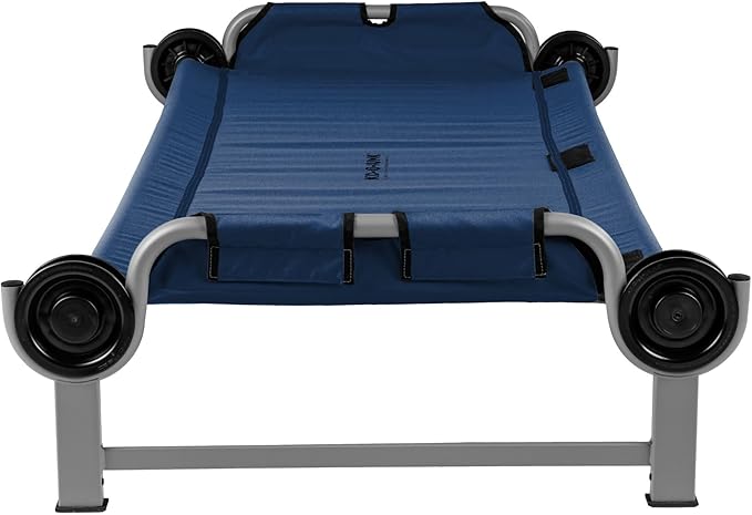 Disc-O-Bed Youth Single Camping Cot Kid-O-Bed, Portable Sleeping Cot for Kids with Included Carry Bag, Indoor and Outdoor Use, Navy