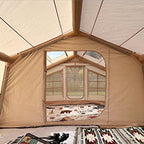 4 Season Inflatable Camping Tent with Separate Living and Sleeping Area,3000mm Waterproof Pop-Up Tent with Pump and Stove Jack Hole,4-6 Person Glamping Tent