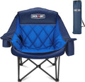Overmont Oversized Camping Chair for Adults - 400lbs Support Heavy Duty Padded Folding Chair with Cooling Bag Cup Holder Side Pocket Carry Bag - Comfortable Portable for Outdoor Garden Sports Beach