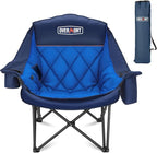 Overmont Oversized Camping Chair for Adults - 400lbs Support Heavy Duty Padded Folding Chair with Cooling Bag Cup Holder Side Pocket Carry Bag - Comfortable Portable for Outdoor Garden Sports Beach