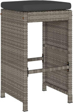 Patio Bar Stools with Cushions 6 pcs Gray Poly Rattan Dinning Chairs Camping Chair Camping Chairs Porch Chairs for Outdoor Dining Bedroom Patio