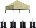 Eurmax USA Pop Up Canopy Replacement Canopy Tent Top Cover, Instant Canopy Top Cover ONLY,Bonus 4PC Pack Weight Bag (5x5,Beige)